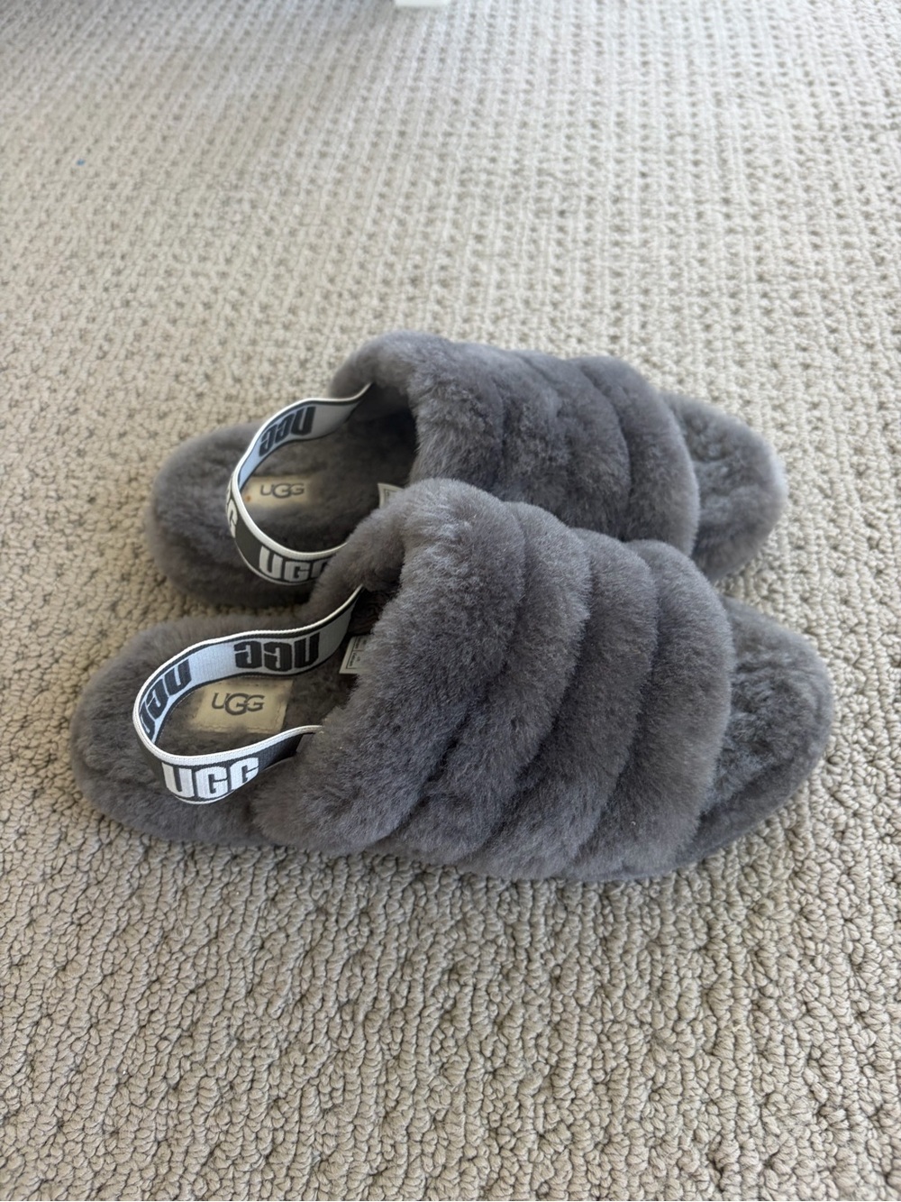 UGG Fluff Yeah Slide Slippers in Gray Size 5